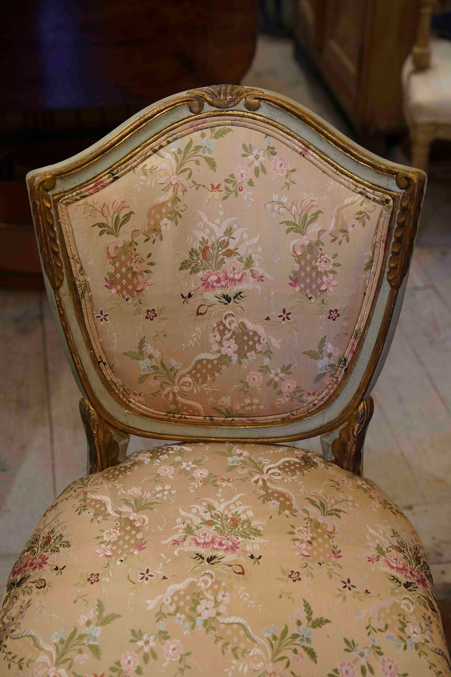 19th Century Italian Neoclassic Shield Back Painted Dining Chairs(Set of 6)