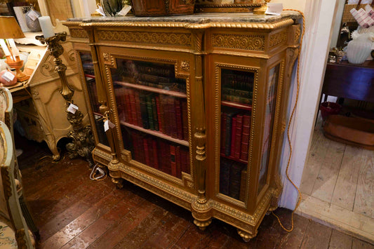Louis XV Gilt and Marble Top Display Cabinet