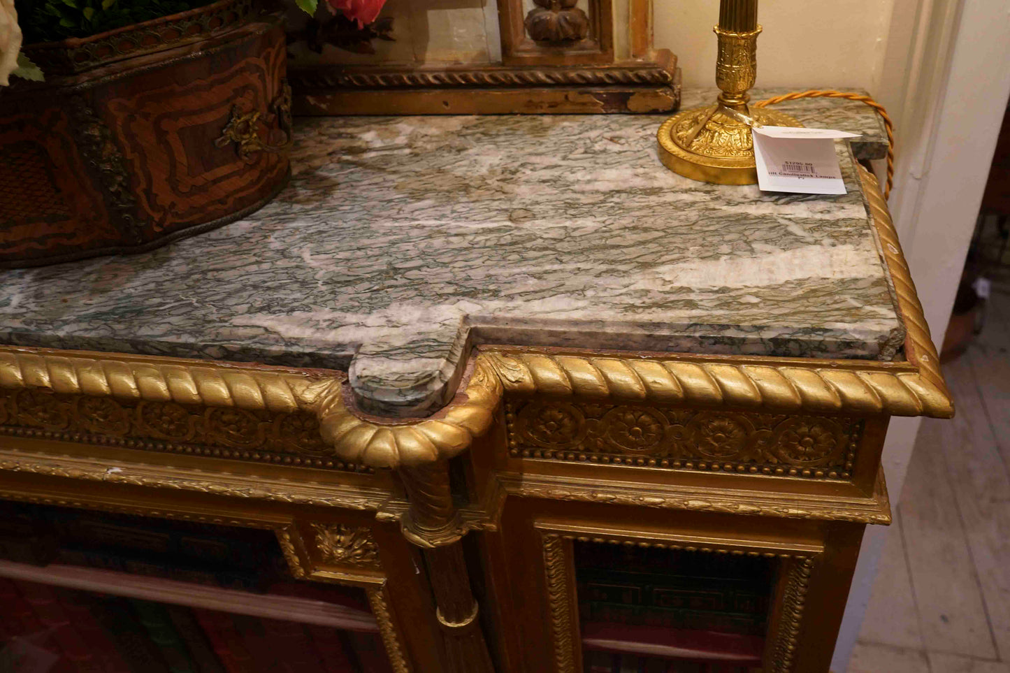 Louis XV Gilt and Marble Top Display Cabinet