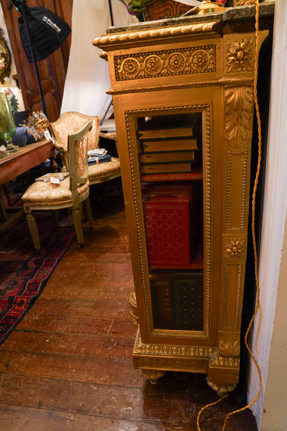 Louis XV Gilt and Marble Top Display Cabinet