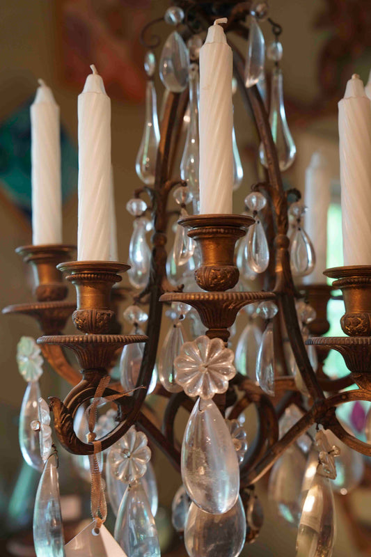19th Century French Bronze Candle Chandelier