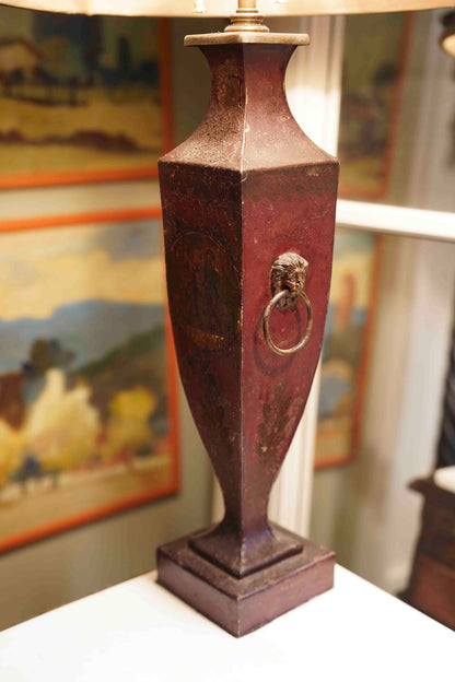 Antique Tall Tole Lamps Pair