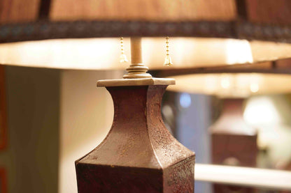 Antique Tall Tole Lamps Pair