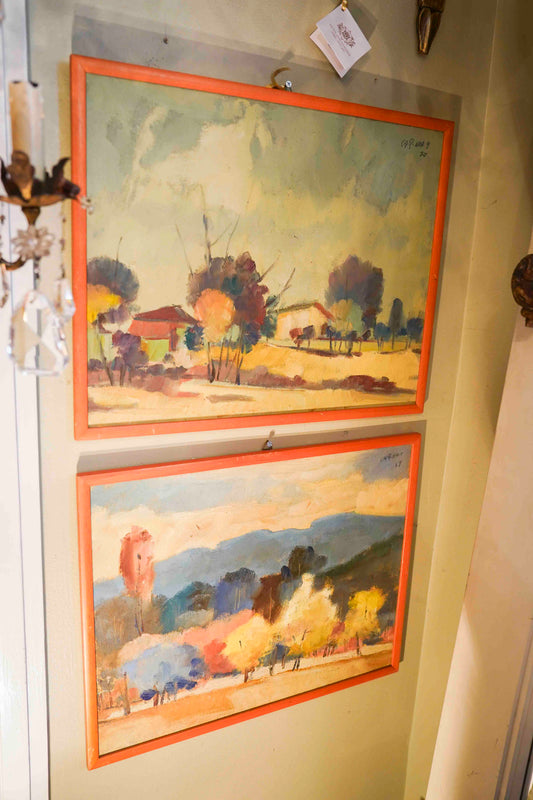 Landscapes in Orange Frames Pair