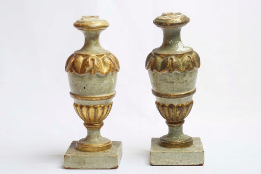 Italian Gilt and Cream Fragment Urns Pair