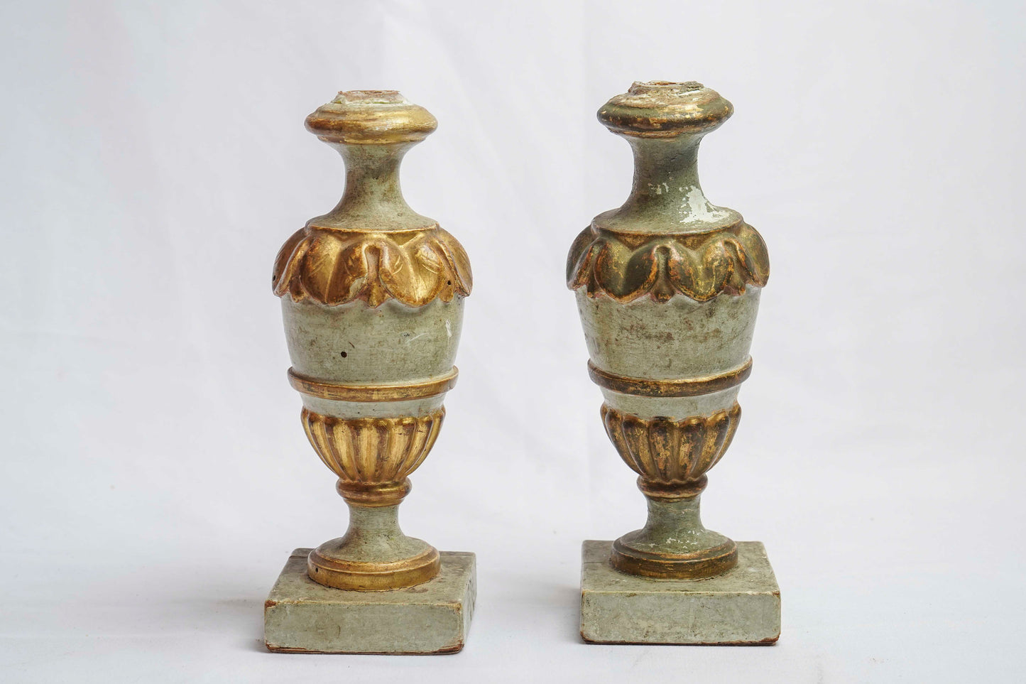 Italian Gilt and Cream Fragment Urns Pair