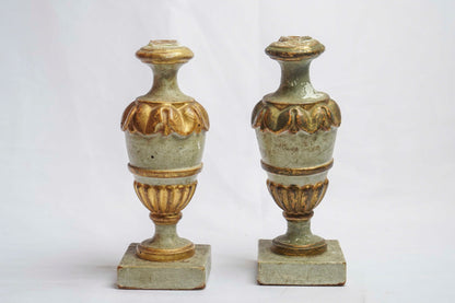 Italian Gilt and Cream Fragment Urns Pair