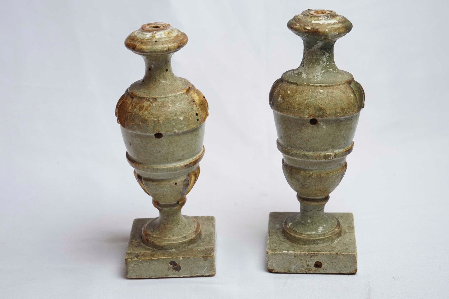 Italian Gilt and Cream Fragment Urns Pair