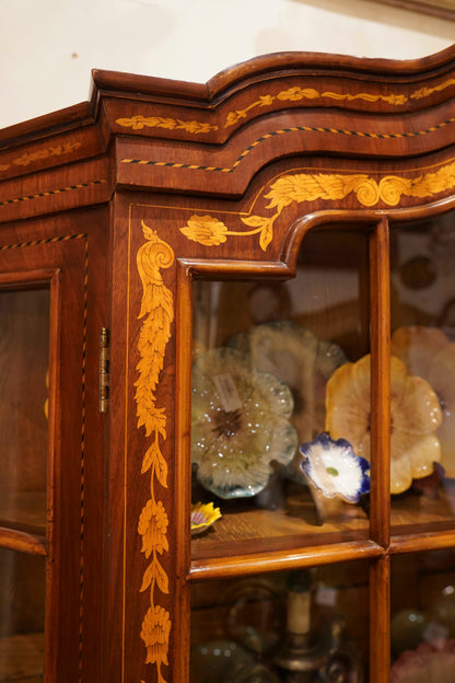 Dutch Marquetry Hutch with glass doors.