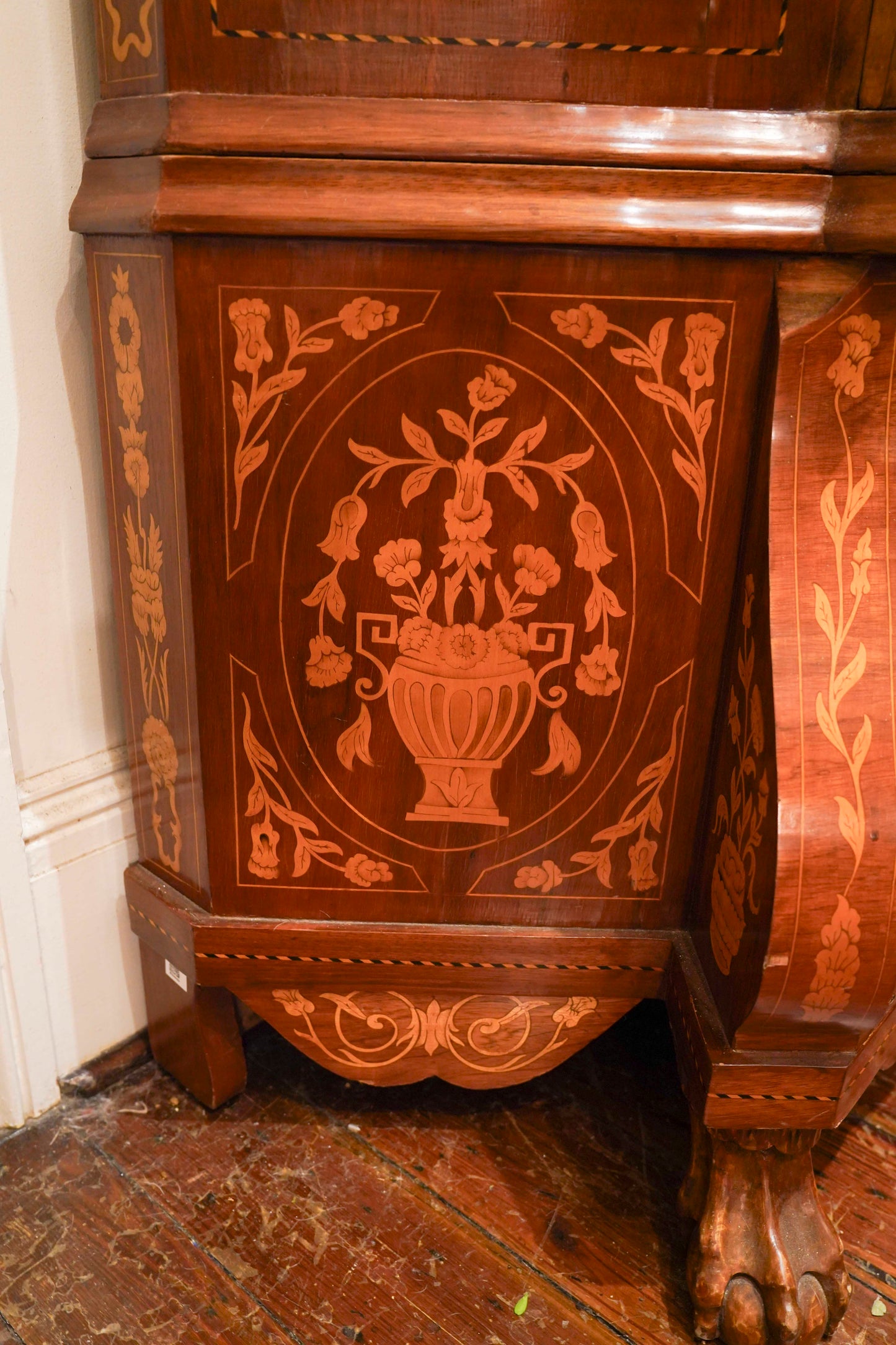 Dutch Marquetry Hutch with glass doors.