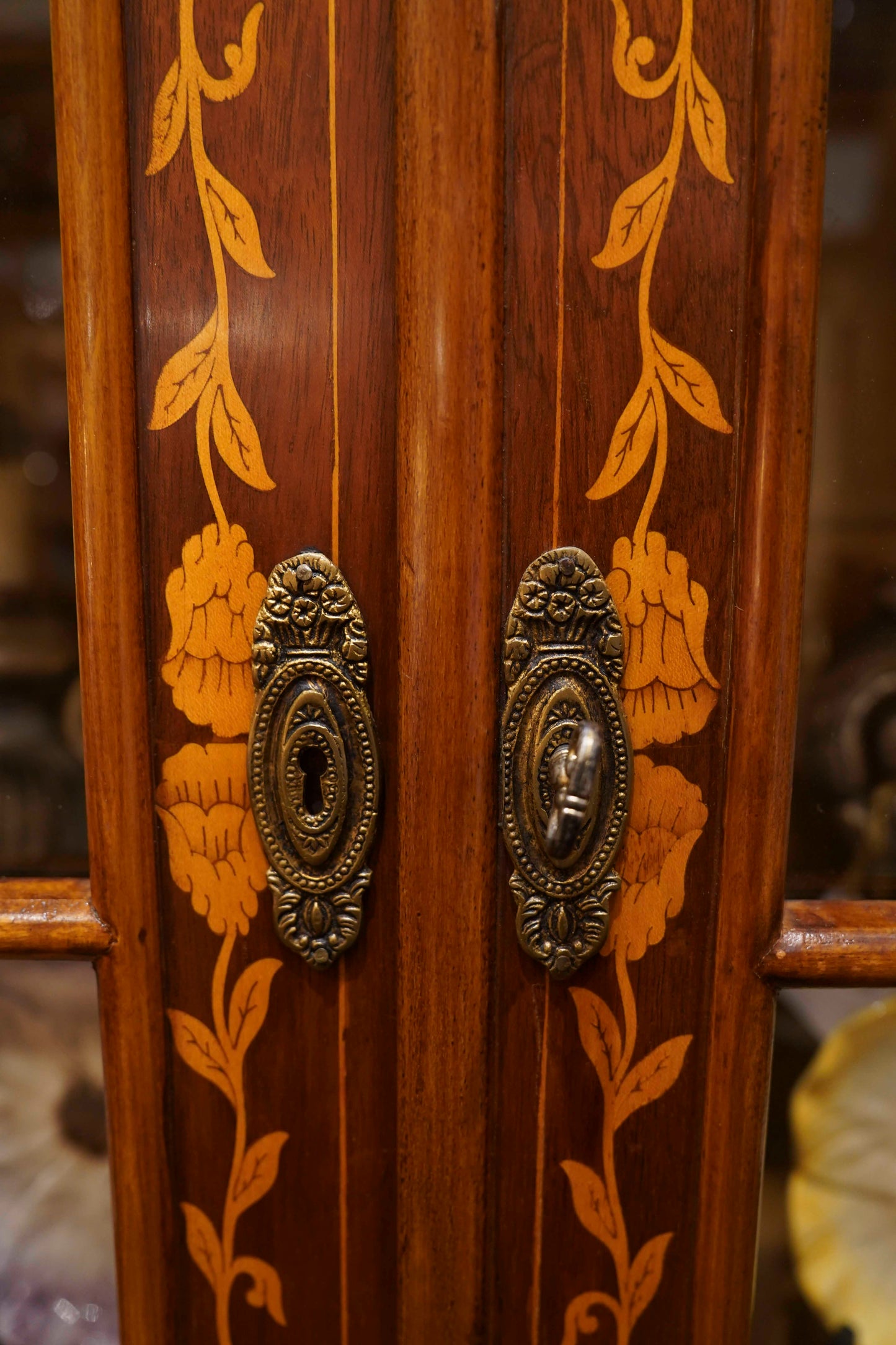 Dutch Marquetry Hutch with glass doors.
