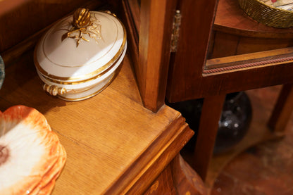 Dutch Marquetry Hutch with glass doors.