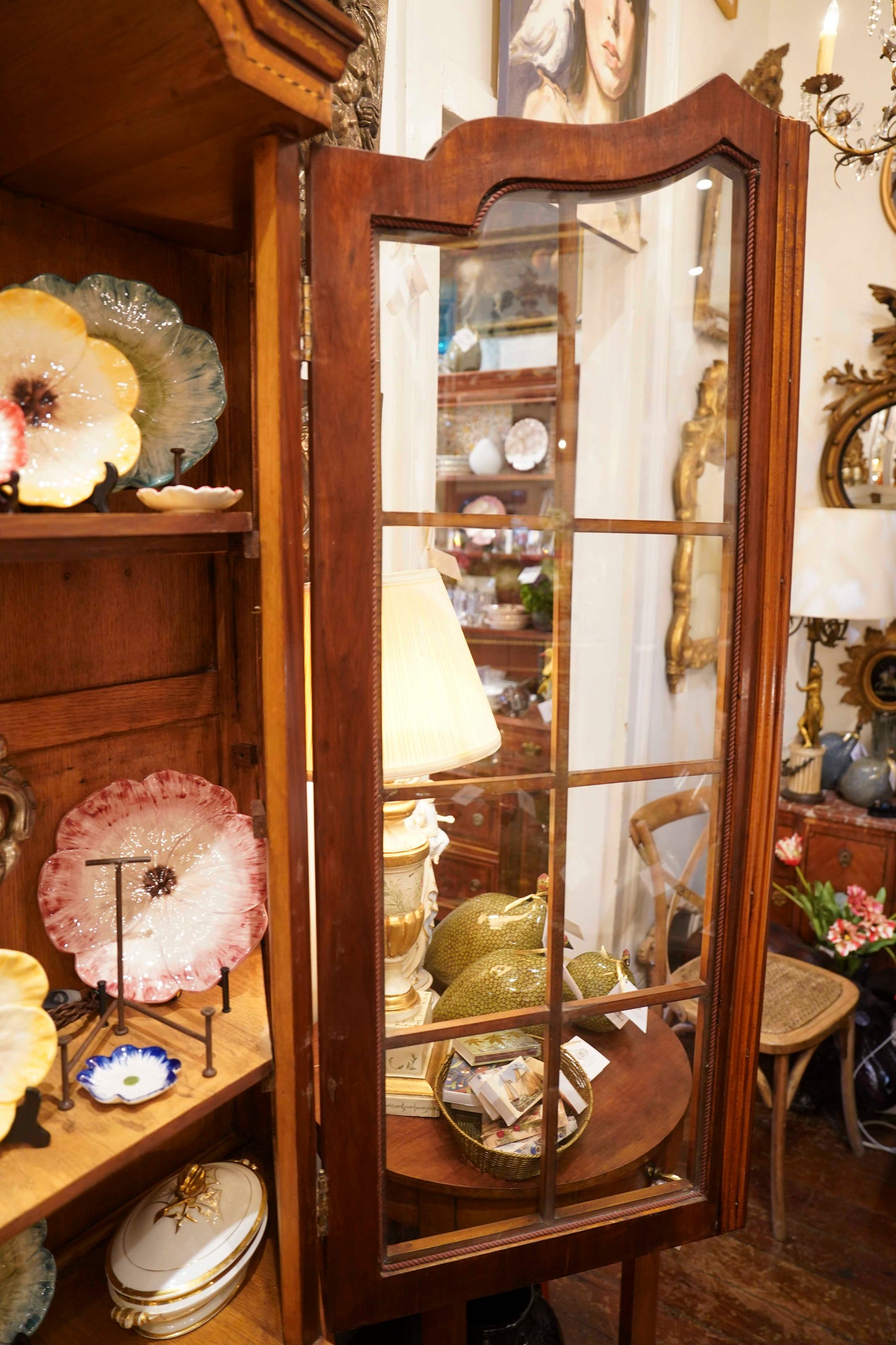 Dutch Marquetry Hutch with glass doors.
