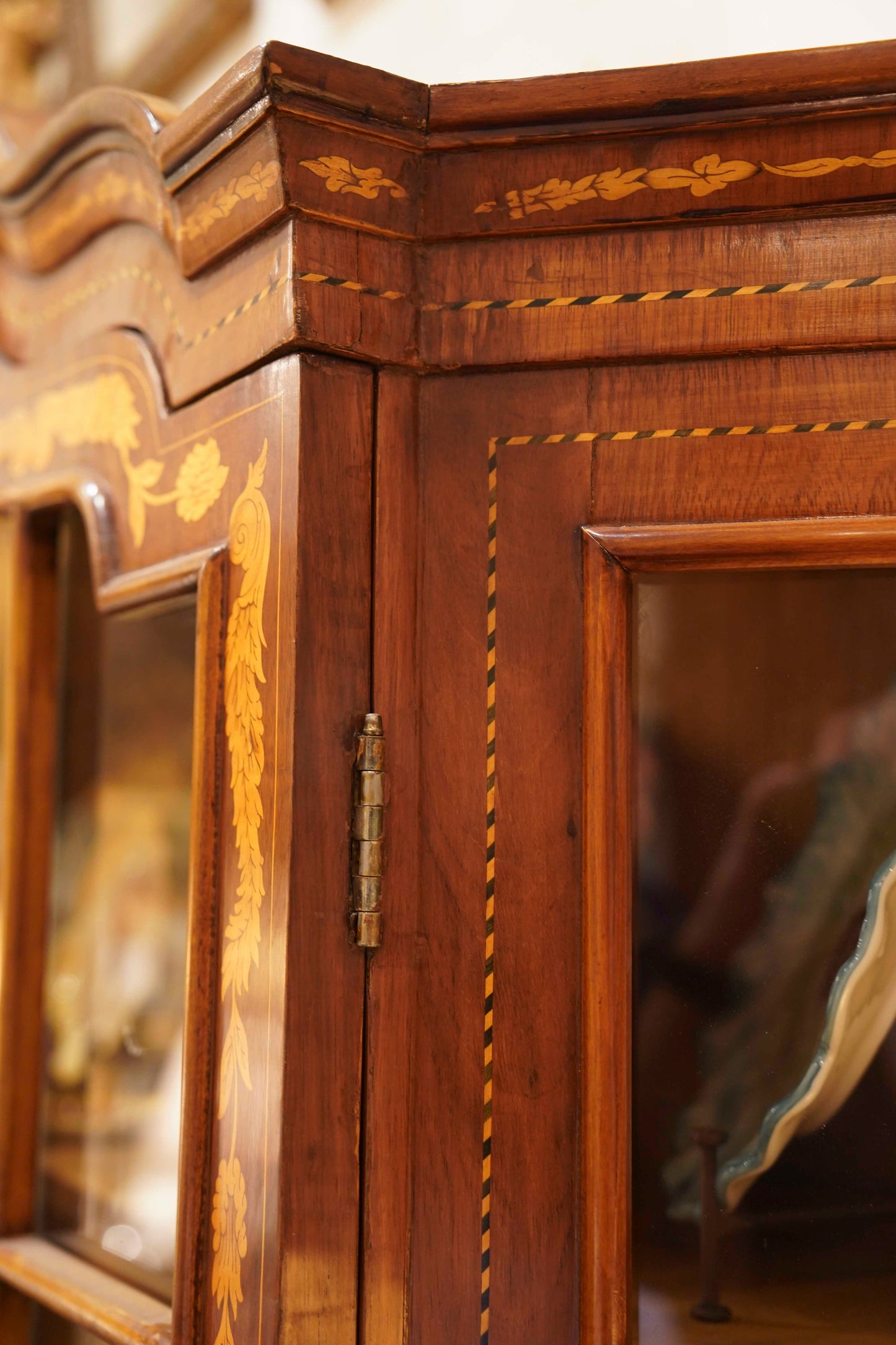 Dutch Marquetry Hutch with glass doors.