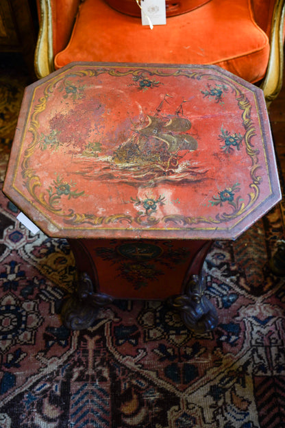 Painted Tole Coal Scuttle