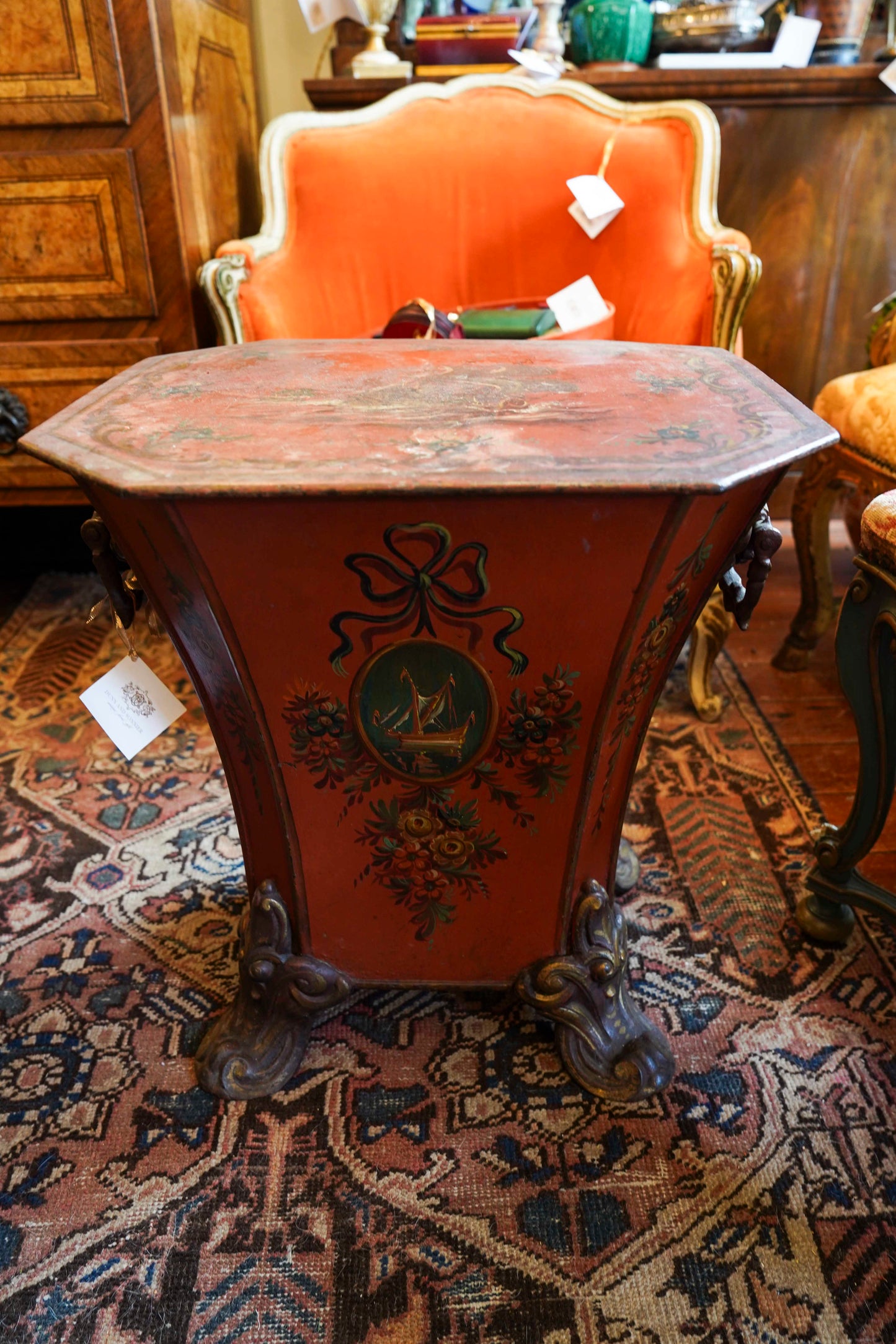 Painted Tole Coal Scuttle