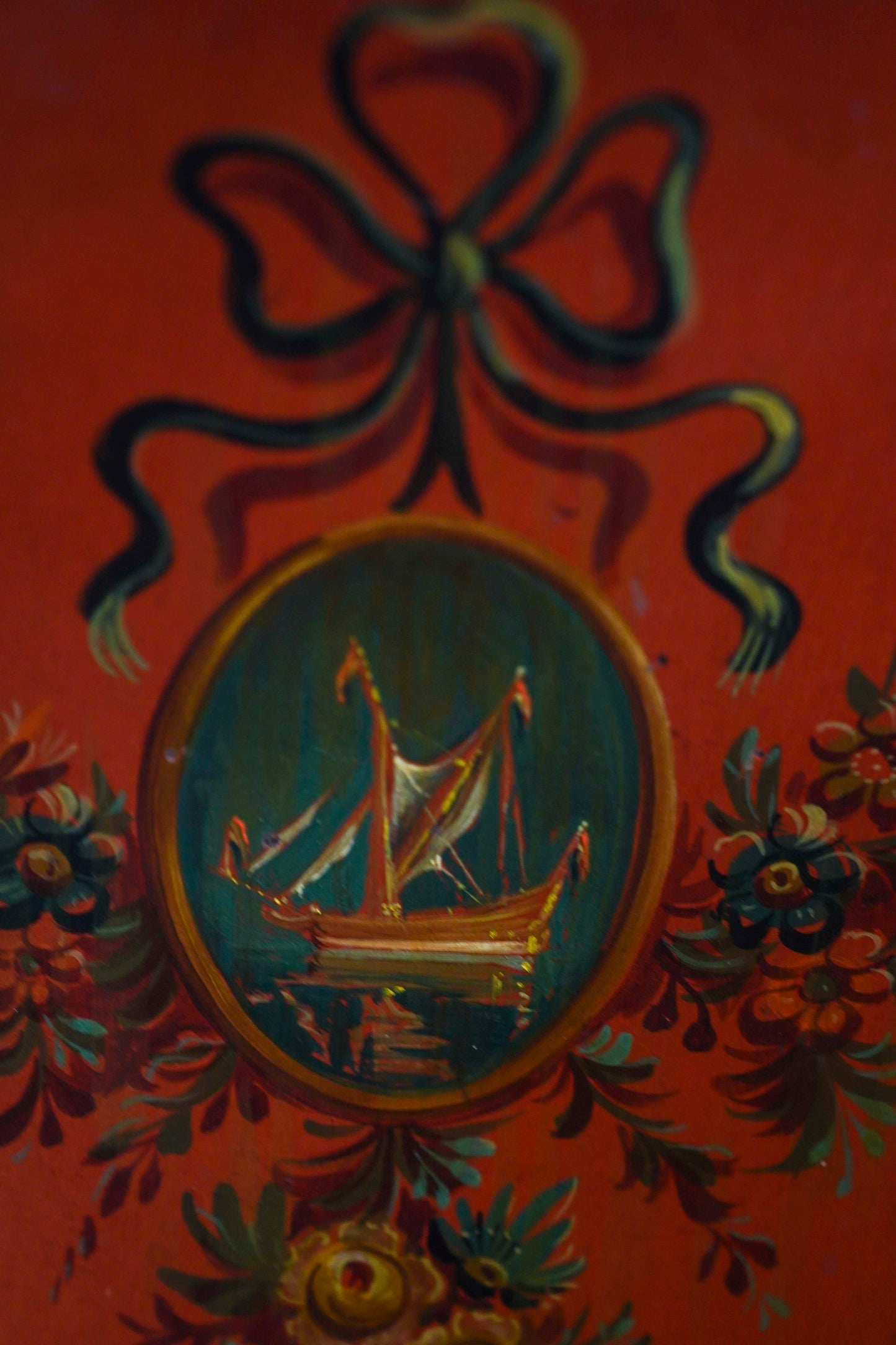 Painted Tole Coal Scuttle