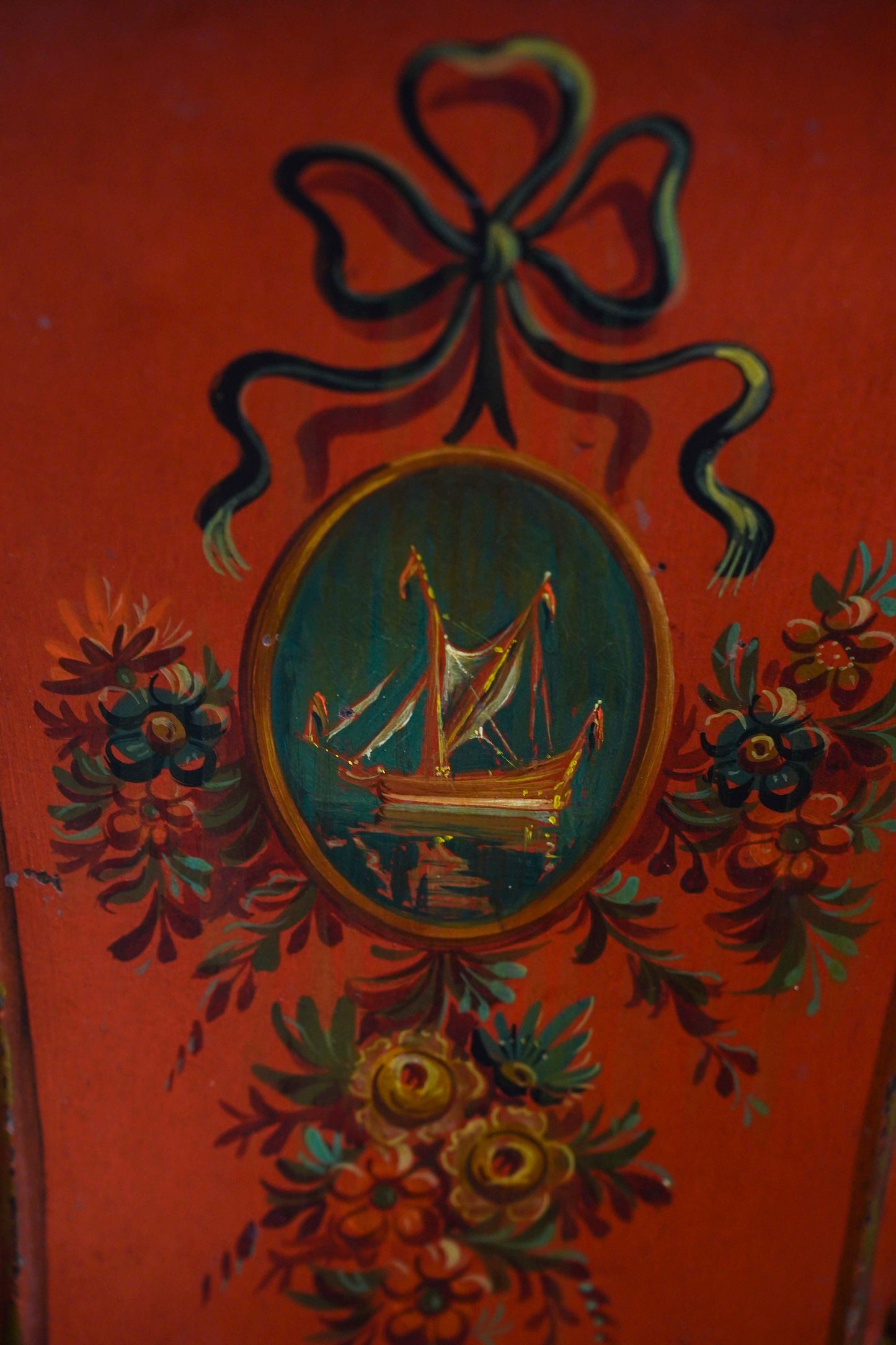 Painted Tole Coal Scuttle