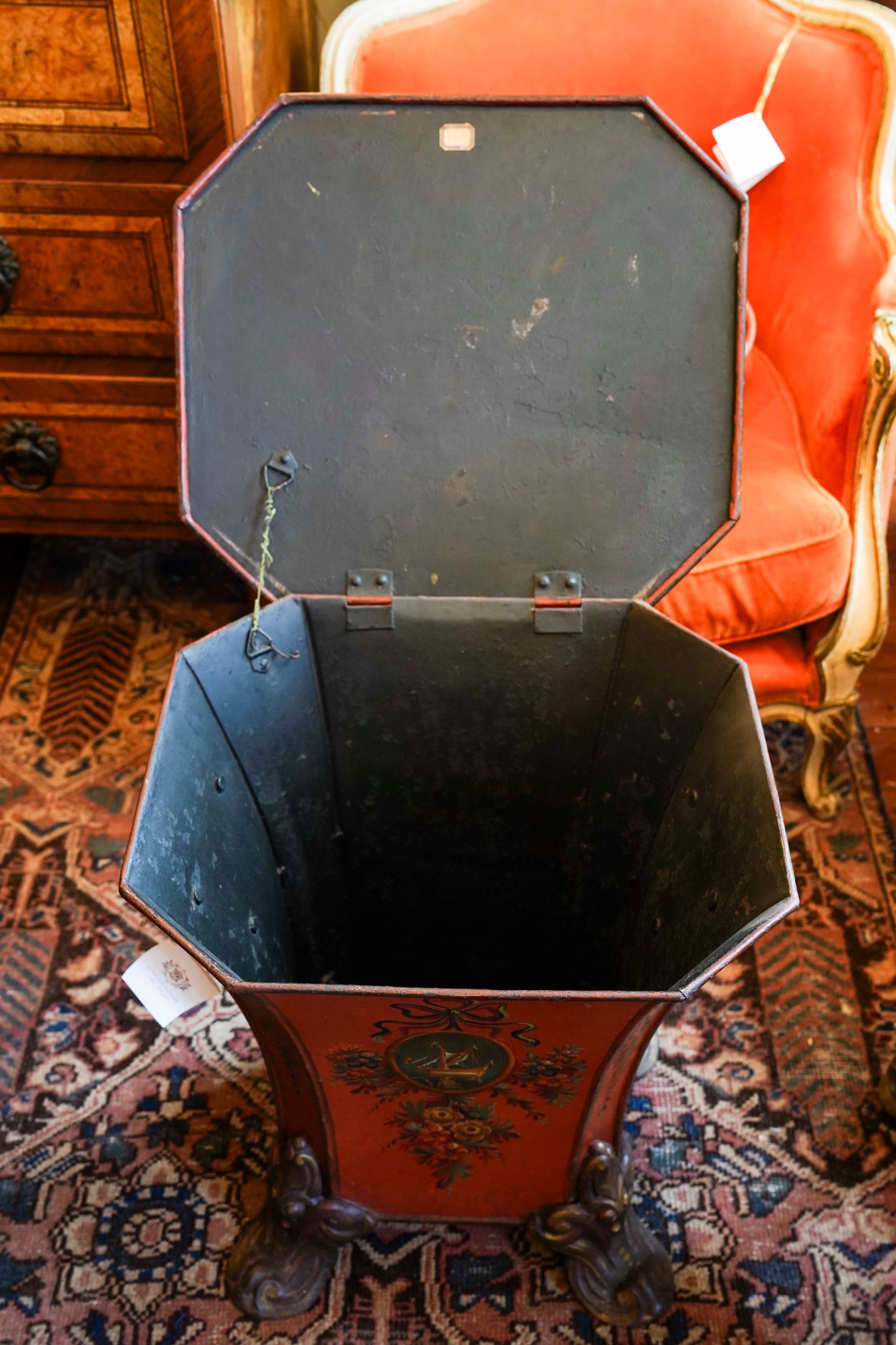 Painted Tole Coal Scuttle