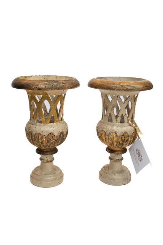 Pr Italian 18thC Wooden Urns