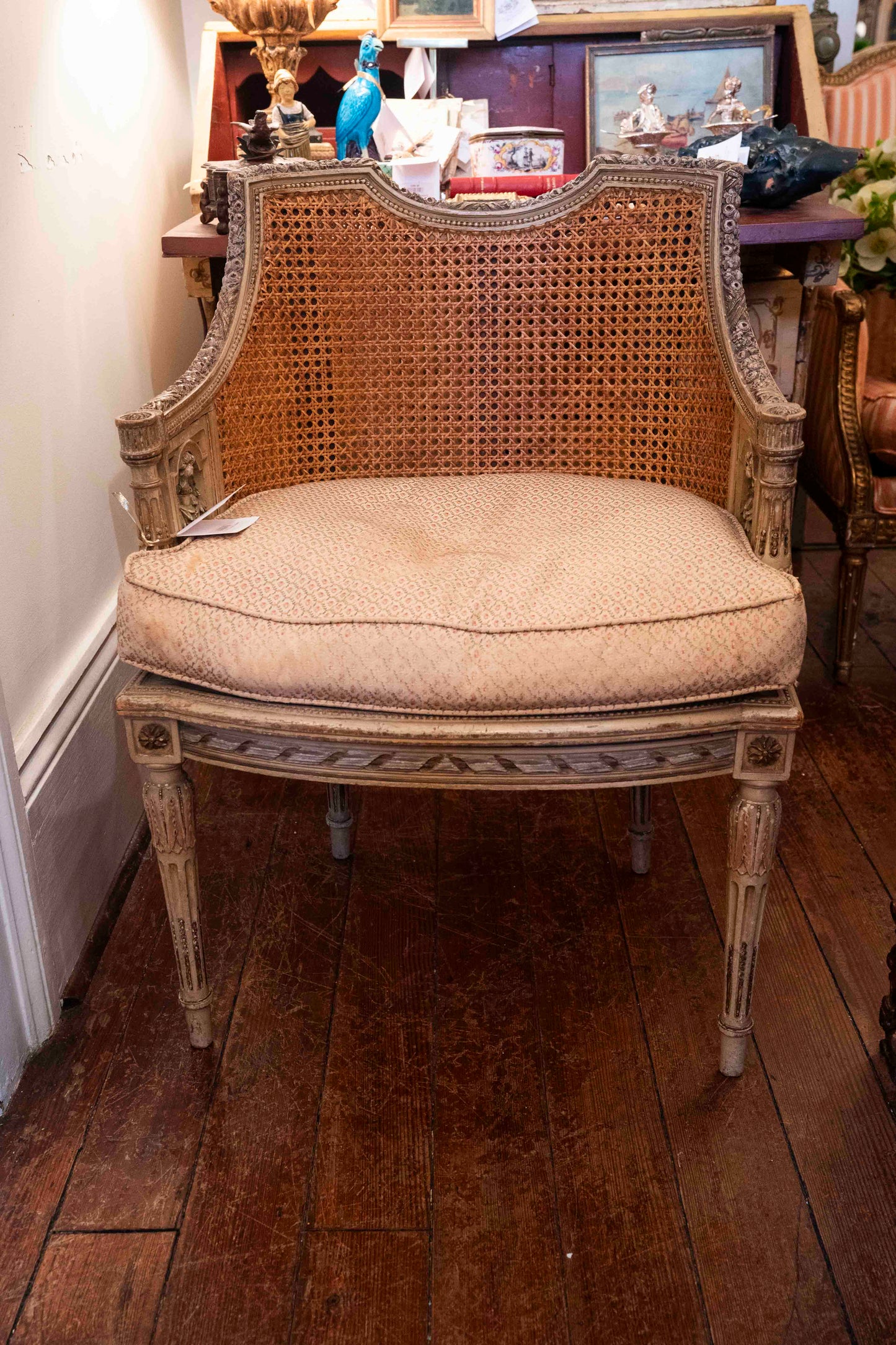 19th CLouis XVI French Cane Coiffure Chair