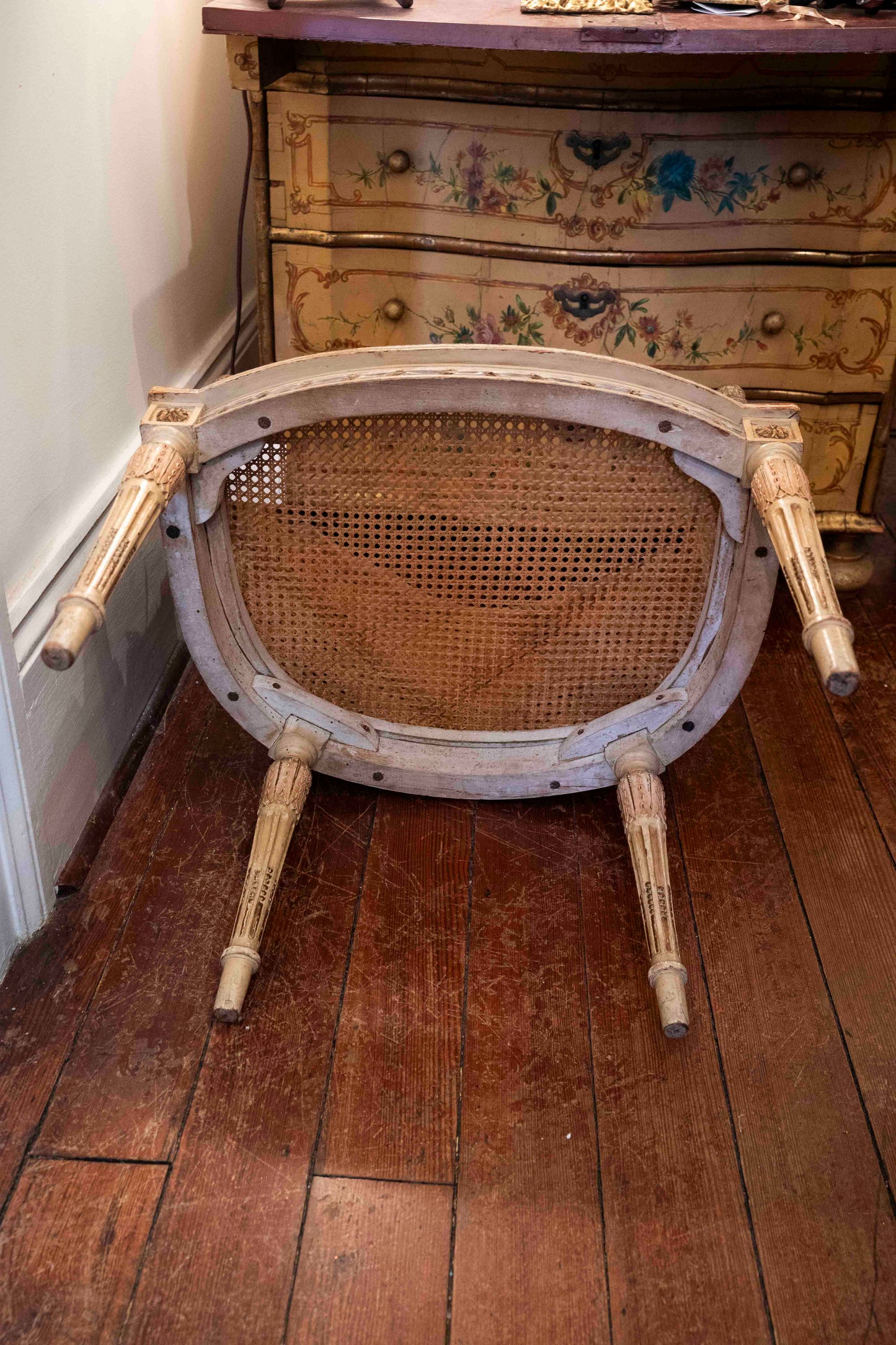 19th CLouis XVI French Cane Coiffure Chair