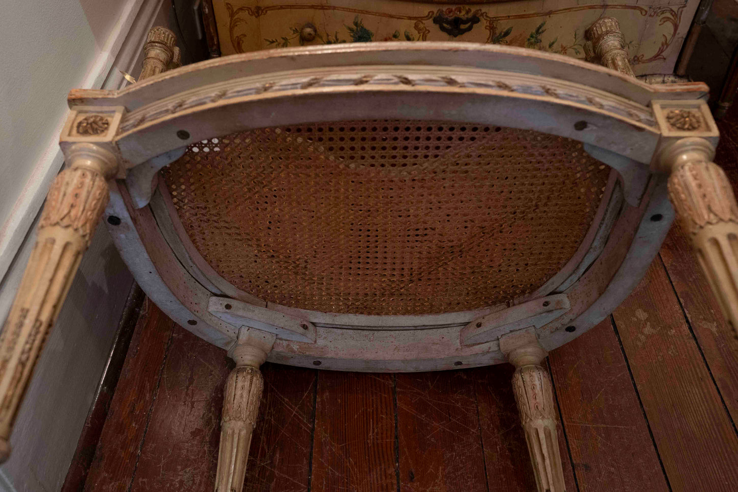 19th CLouis XVI French Cane Coiffure Chair