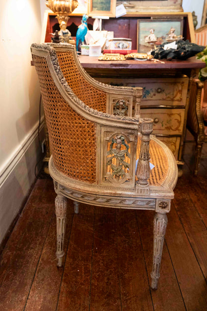 19th CLouis XVI French Cane Coiffure Chair