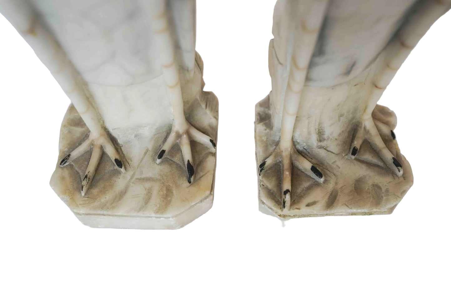 Carved Marble Cranes Pair