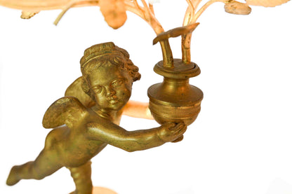 Bronze Dore Cherub Candleholders Pair