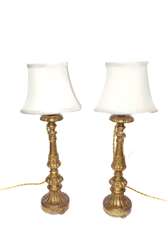 Antique Gold Candlestick Lamps