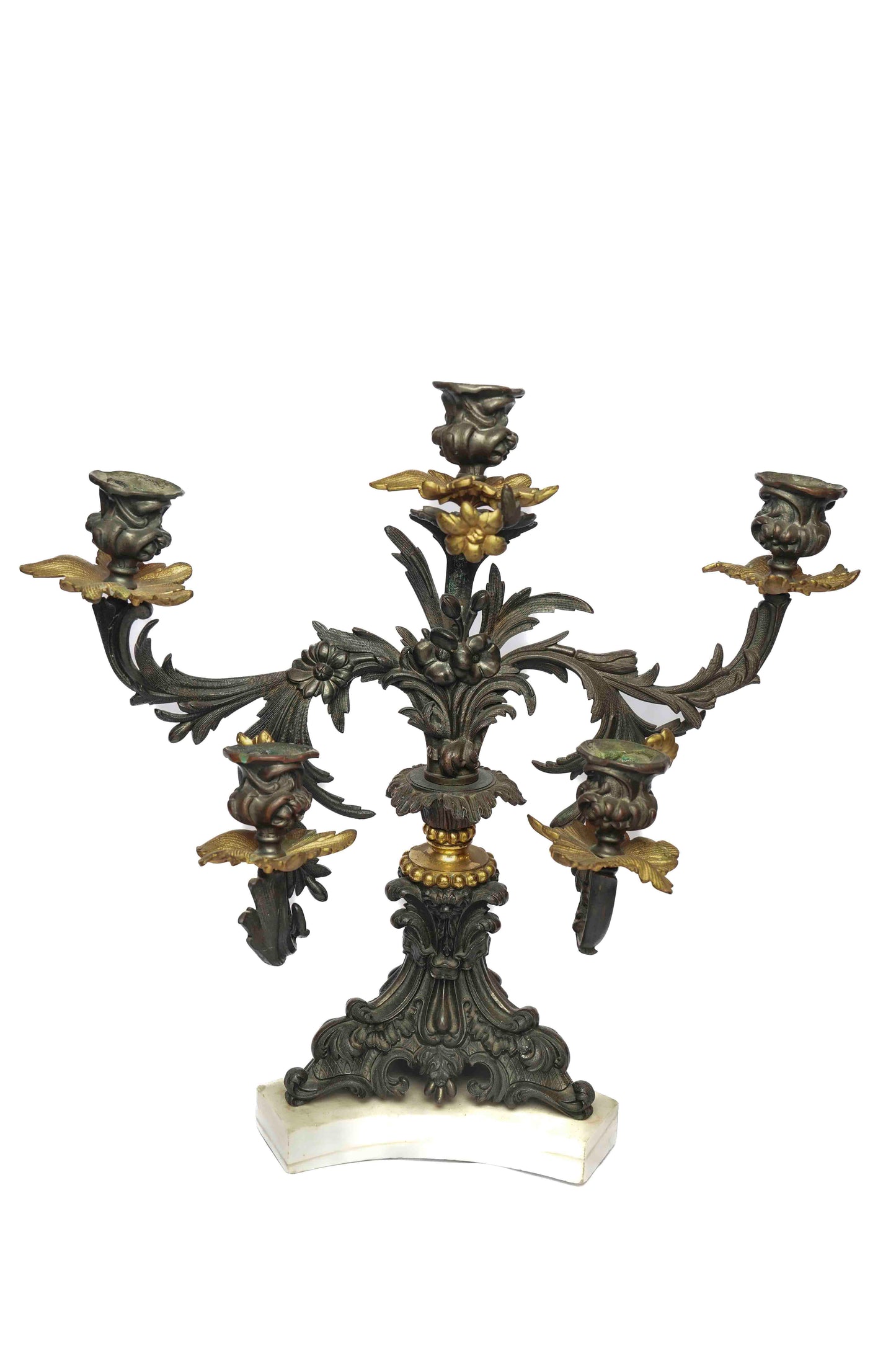 19th Century American Bronze and Gilt Candelabra