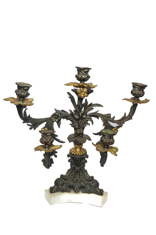 19th Century American Bronze and Gilt Candelabra