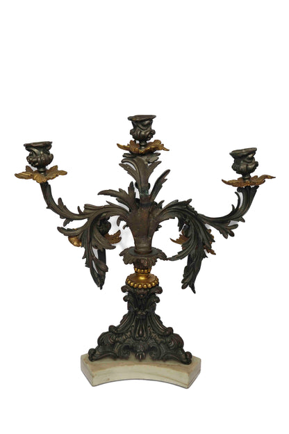 19th Century American Bronze and Gilt Candelabra