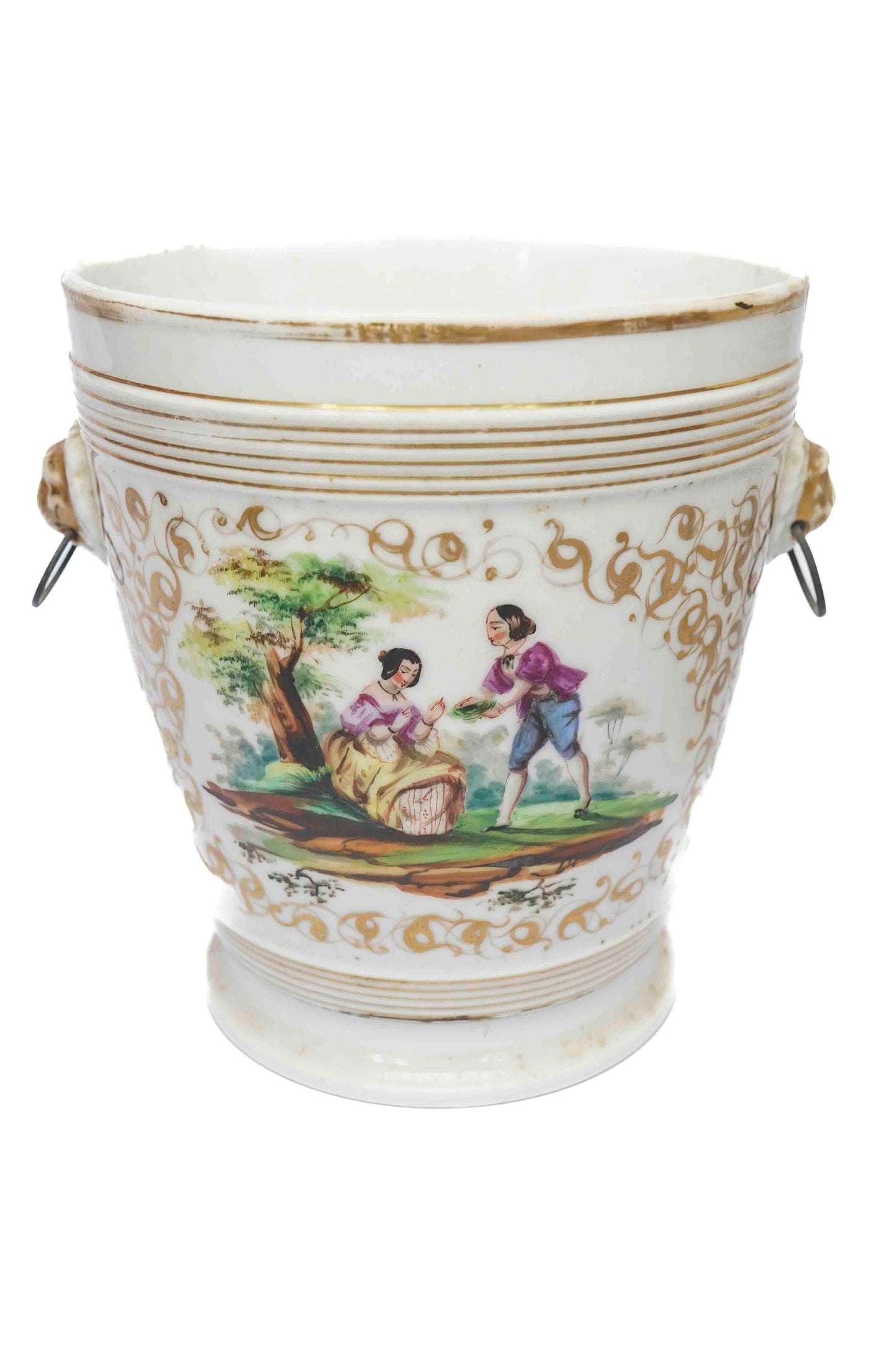 French Porcelain Cache Pots Pair