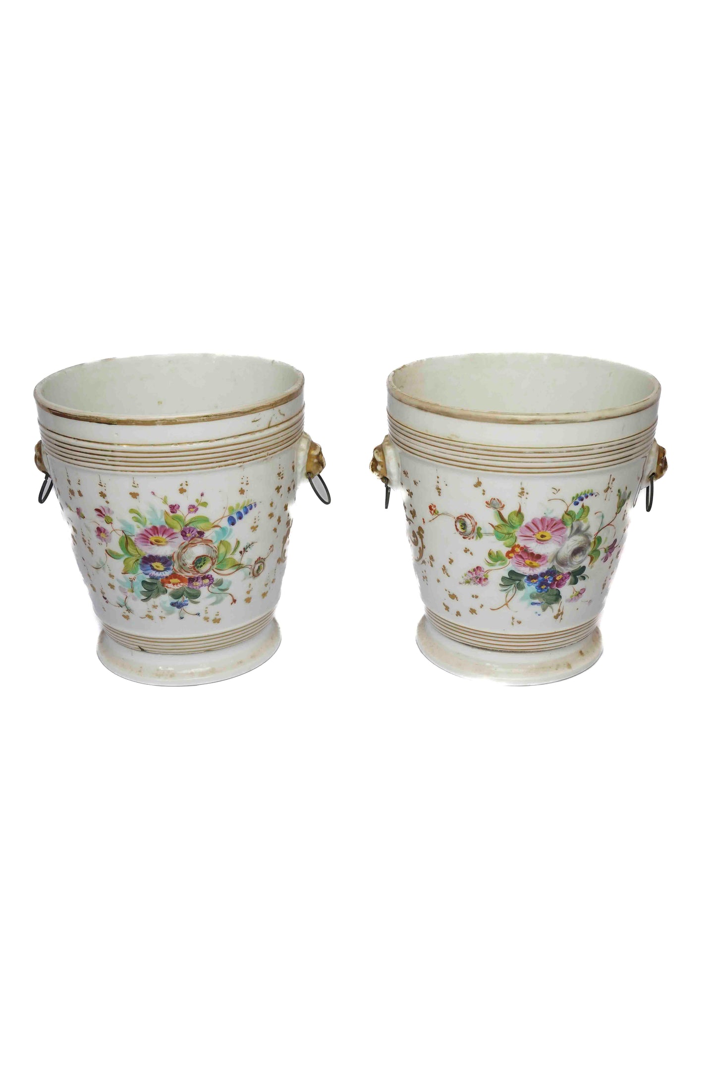 French Porcelain Cache Pots Pair