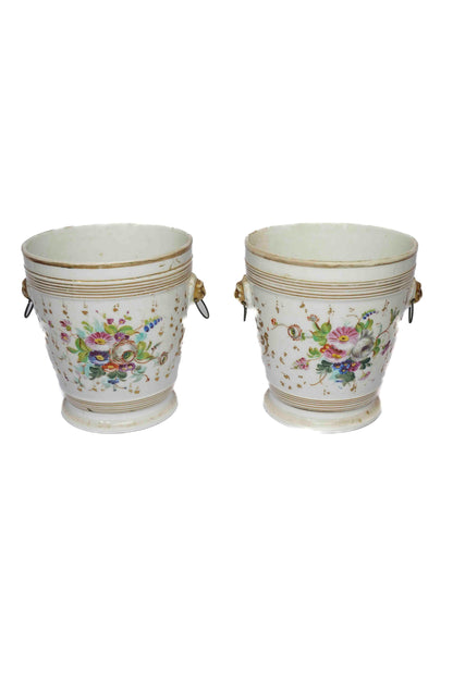 French Porcelain Cache Pots Pair