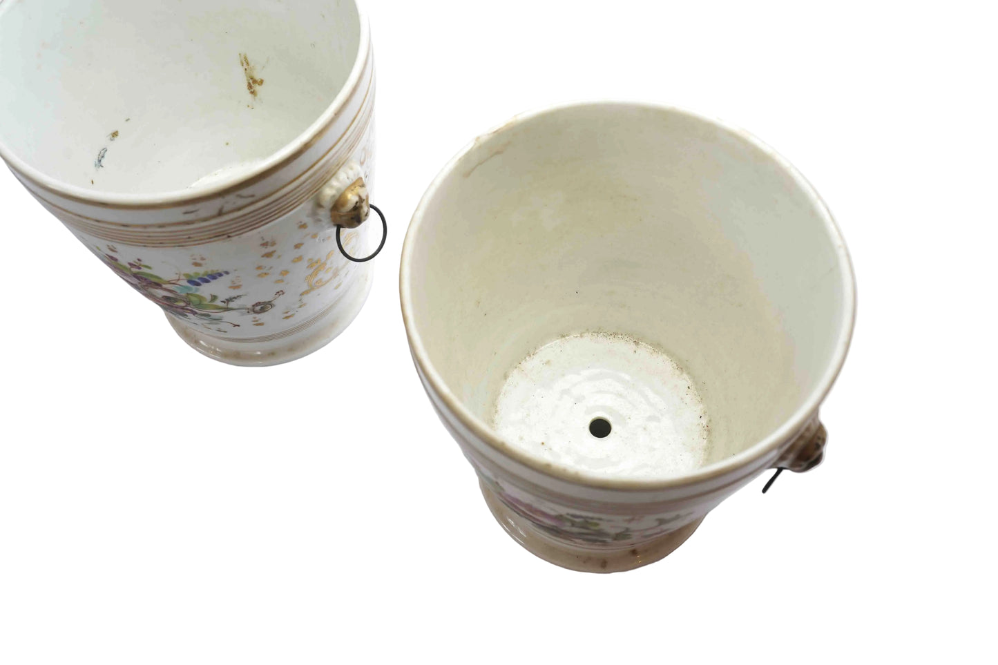French Porcelain Cache Pots Pair