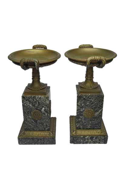 Empire Bronze and Marble Tazzas Pair