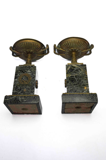 Empire Bronze and Marble Tazzas Pair