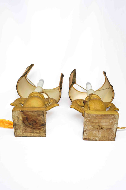 Italian Gilt Altar Elements Fragment Sconces Pair