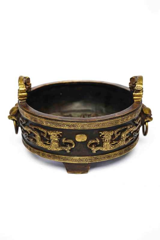 Chinese Bronze Incense Burner with Dragons
