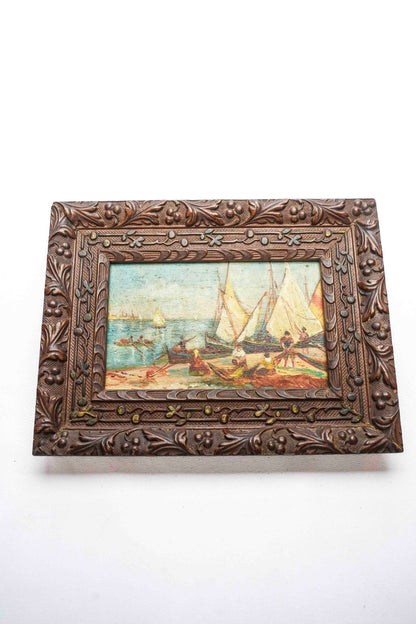 Petite Italian Boat Paintings Pair