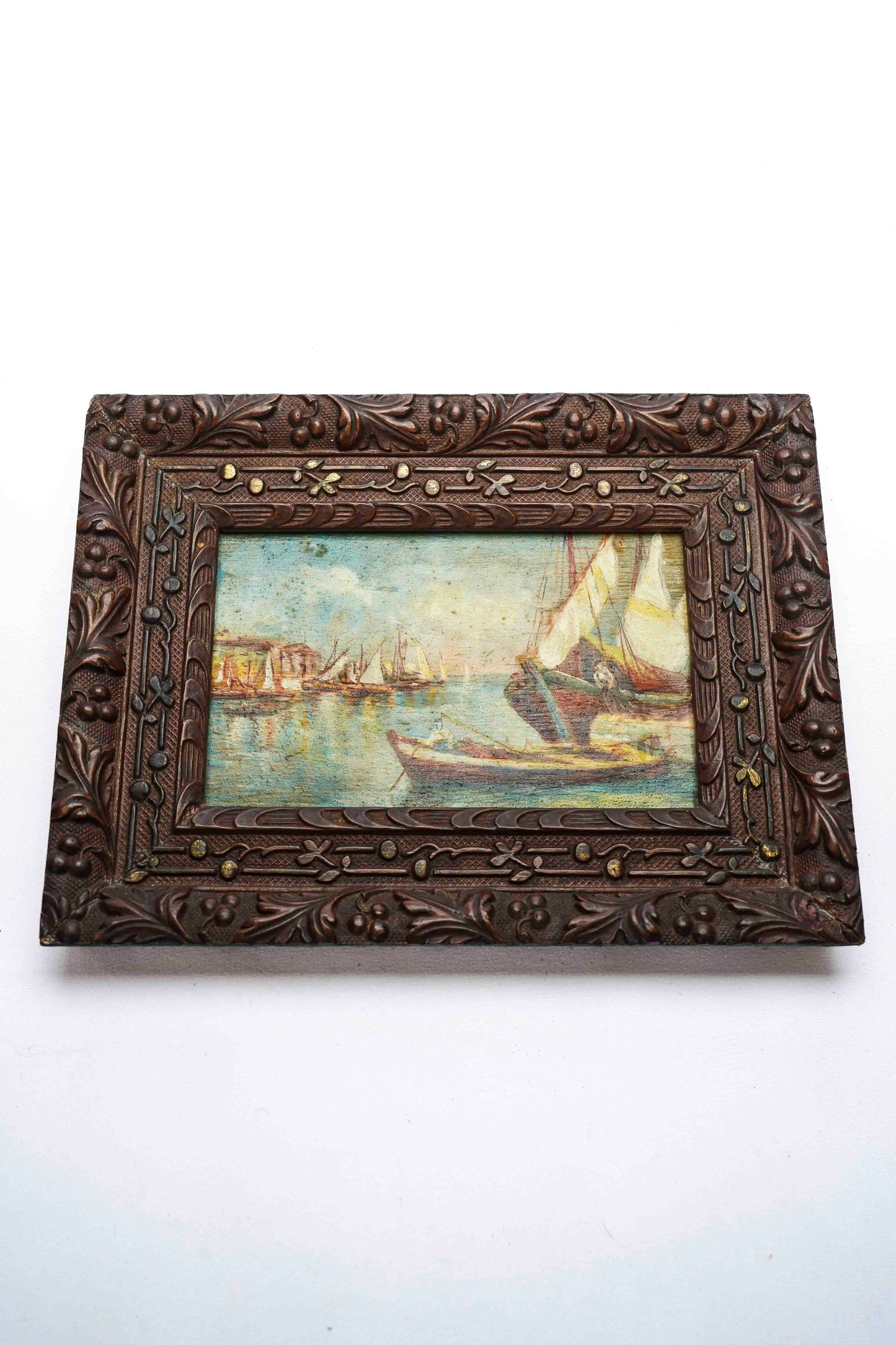 Petite Italian Boat Paintings Pair