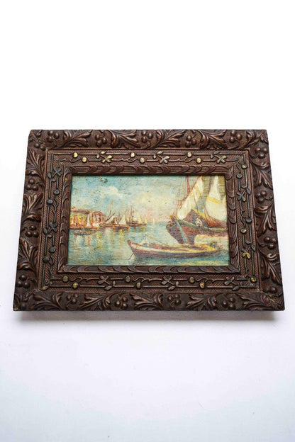 Petite Italian Boat Paintings Pair