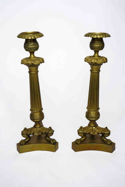 Bronze French Empire Candlestick Pair