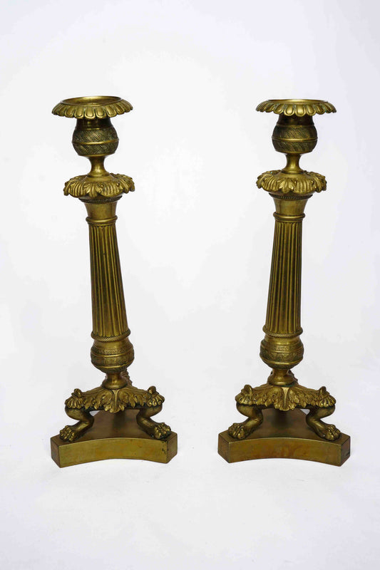 Bronze French Empire Candlestick Pair