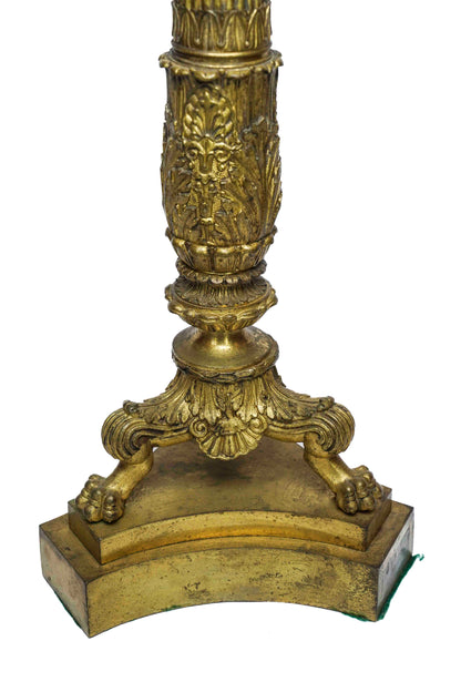 French Empire Style Gilt Candlesticks Pair