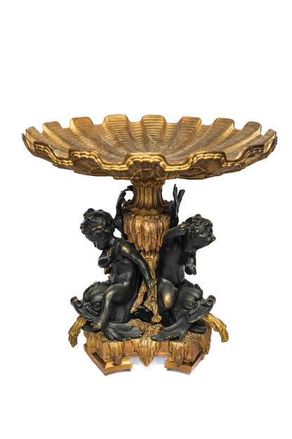 French Gilt Bronze Centerpiece/Tazza with Cherub