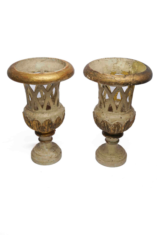 Italian 18th Century Wooden Urns Pair